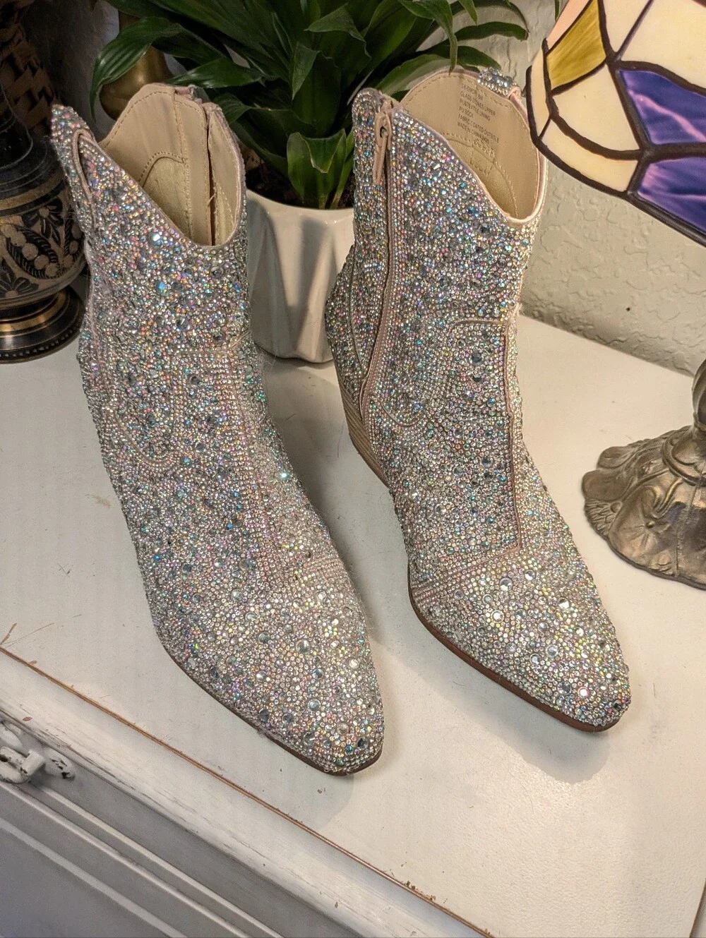 Betsey Johnson Diva Rhinestone Western Ankle Boots